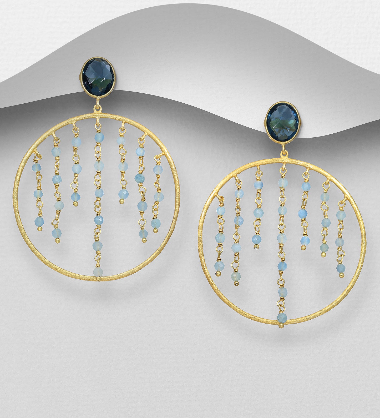 lolite and Milky Aquamarine Earrings