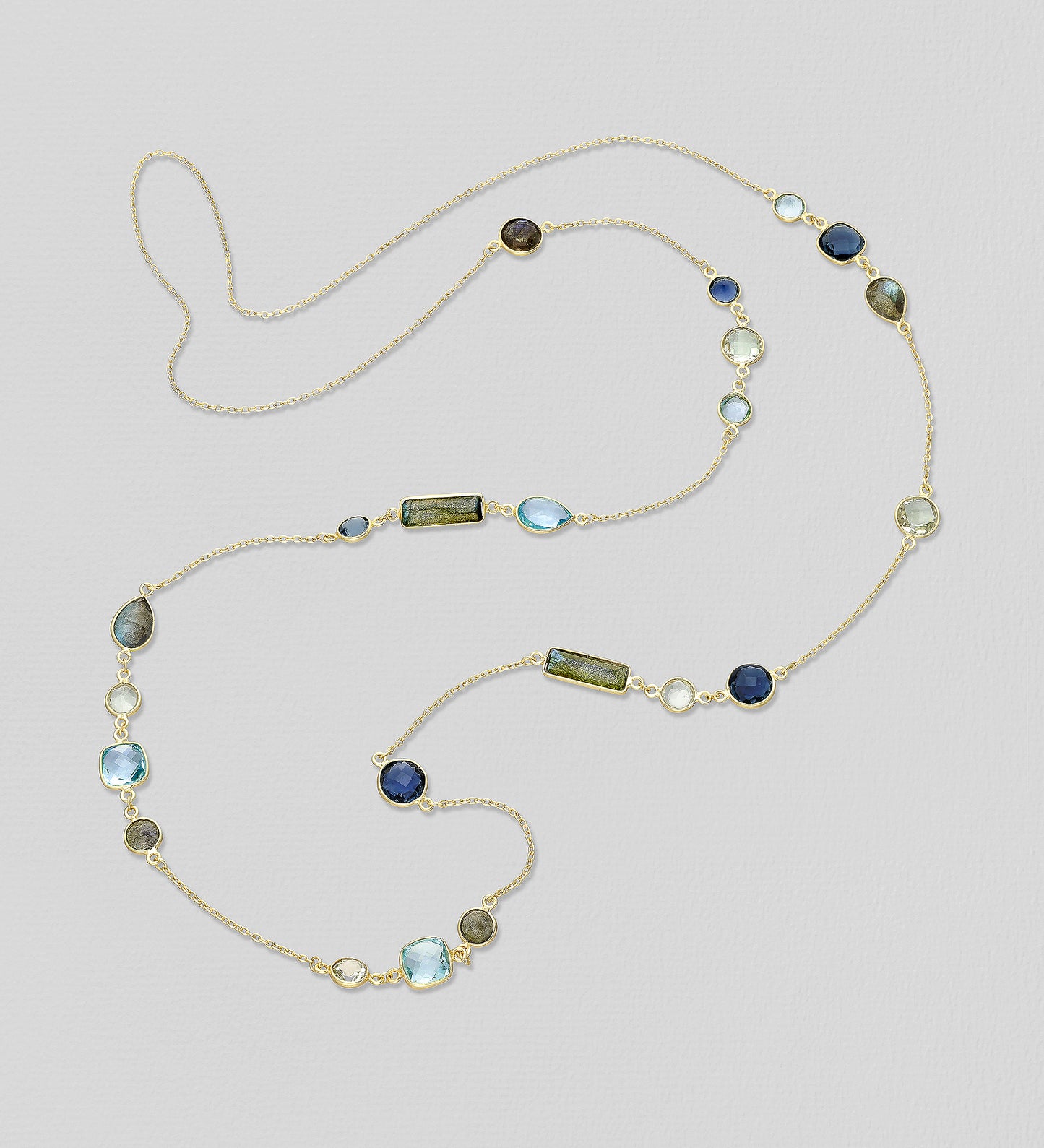 lolite, Sky-Blue Topaz, Green Amethyst, Labradorite Necklace