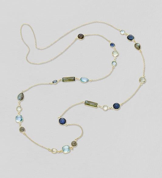 lolite, Sky-Blue Topaz, Green Amethyst, Labradorite Necklace