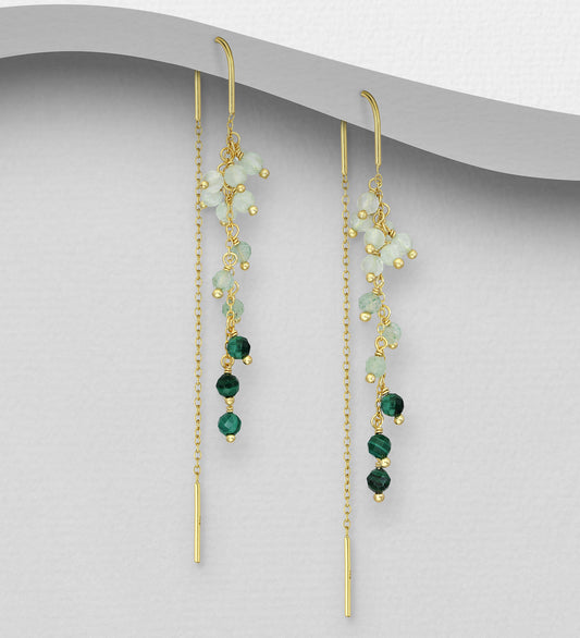 Green Aventurine, Malachite, Prehnite Earrings