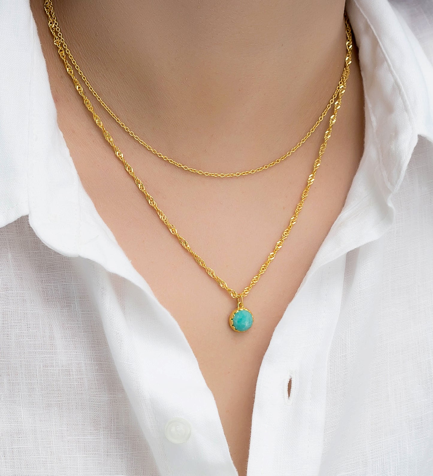 Layered Choker Amazonite Necklace