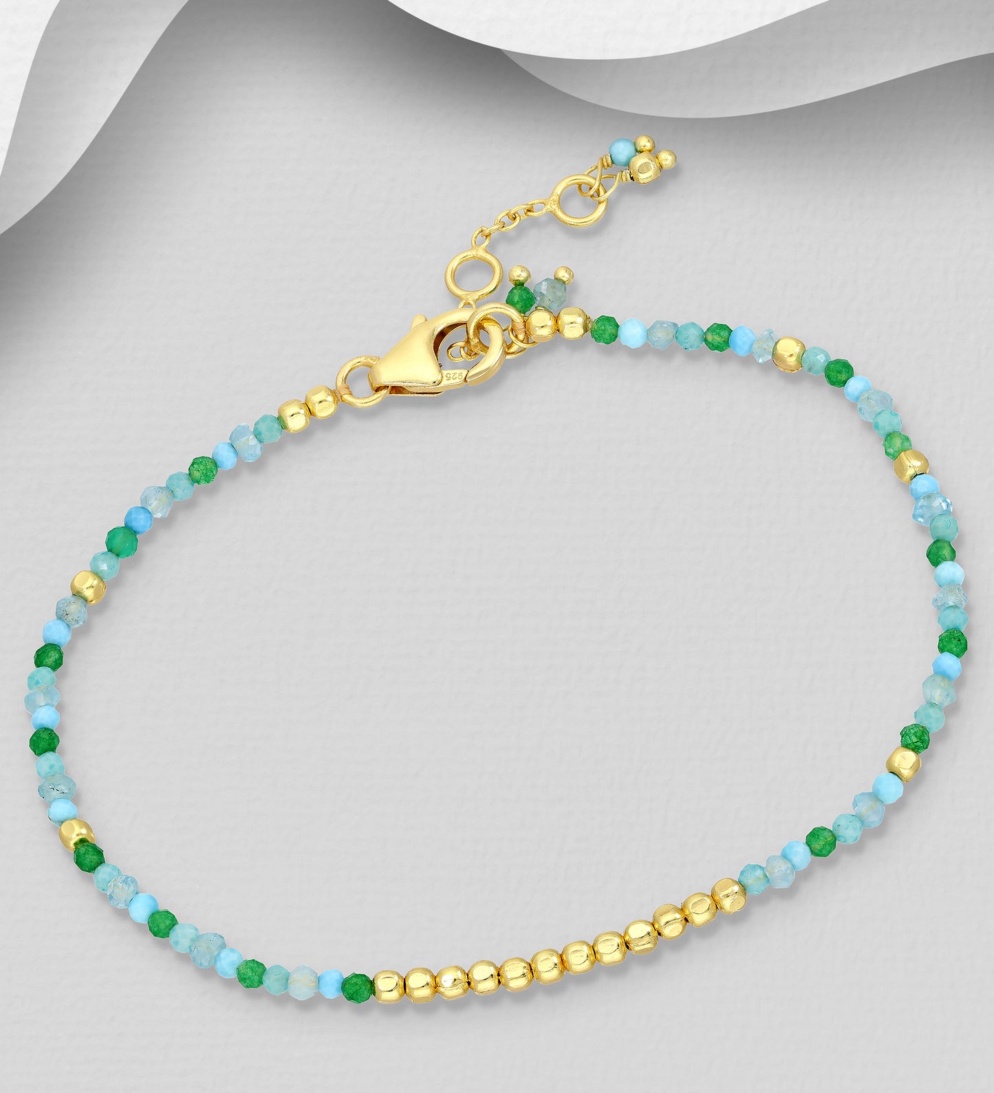 Amazonite, Blue Apatite, Green Jade and Turquoise Bracelet